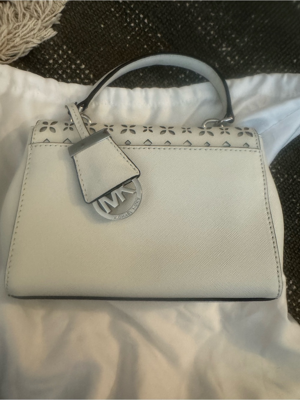 Michael Kors White Laser-Cut Top Handle Satchel image 2